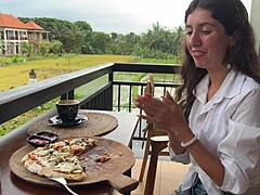 Cum-Faced Girl Eats Pizza and Swallows in Cafe Cumwalk