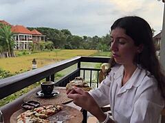 Cum-Faced Girl Eats Pizza and Swallows in Cafe Cumwalk