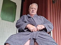 Chris The Old Man Gets Shaved Smooth Outdoors