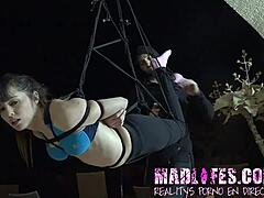 i'm tied helpless brunette bound to ceiling in spanish reality