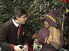 HUGE BLONDE SORCERESS IN COSPLAY JUMPS ON MONSTER COCK DURING WILD ORGY!