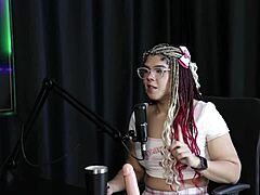 sofie lollipop transsexual strips in game hinting at her sheer red covered tits and pussy