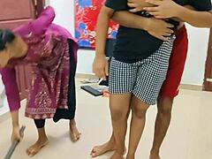 Komal and Friend Fucked Hard in MFF Threesome While House Cleaning