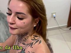 Curvy redhead slut with tight wet pussy loves sucking and riding cock