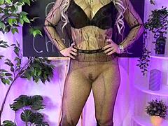 nylon club babe slips into fishnets for sexy teacher dance