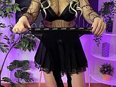 nylon club babe slips into fishnets for sexy teacher dance