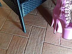 craving that sexy latina milf's ass in pantyhose and heeled boots