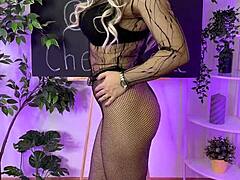 nylon club babe slips into fishnets for sexy teacher dance