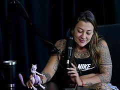 safada strips sensual, flaunts tits, spills trans virgin story on sheer red