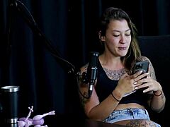 safada strips sensual, flaunts tits, spills trans virgin story on sheer red