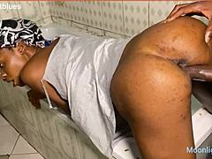 lucky plumber gets one steamy bathroom romp with skinny babe