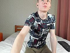 young twink stud's monster cock climaxes hard on homemade cam