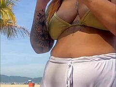 whoops these shorts are flashing my big pussy at the beach!