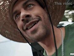 curvy latina bombshell deepthroats huge cock at cummy camp out!