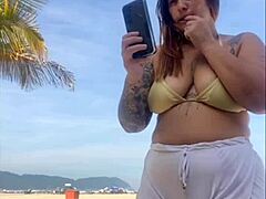whoops these shorts are flashing my big pussy at the beach!