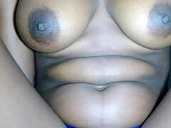 African babe fucks pussy hard until she cums shaking