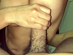 my hot stepsis strokes me off and takes my load all over her tits