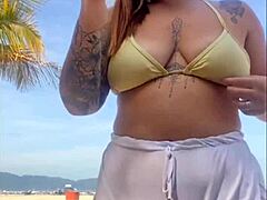 whoops these shorts are flashing my big pussy at the beach!