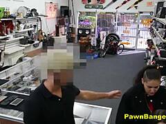 shop owner punishes slut caught stealing with backstage desk suck and fuck