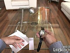 INTERACTIVE hot brunette TITS FUCK and FINGERING on sofa GYM dancing NIGHT CLUB adventure