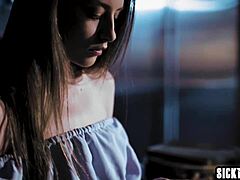 Sexy Petite Kyler Quinn Fingers Herself Then Blowjobs Elexis!