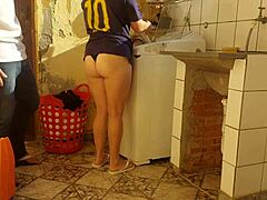 Married housewife pays tech with juicy pussy rough banging