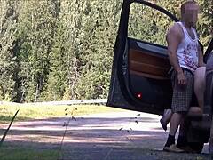 Muscular milf wife big ass doggystyle pounded public car street