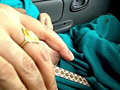 sexy aunt flashes huge tits then rides monster cock to orgasm in car by highway jungle