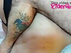 pervy stepson 😈 rips off stepmom's panties barebacks her fat hairy milf pussy cowgirl ride