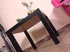 French maid teases pantyhose ass and sexy feet 👠