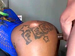 she takes the best angles on that monster black cock ebony babe sucking deepthroat gagging then riding big ass doggystyle creampie