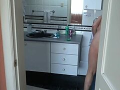 Stepson Jerks Off Watching Curvy Maid Undress And Flash Big Pussy