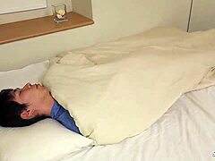 japanese stepsis caught christmas fucking then joins old young mmf creampie threesome?