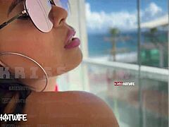 hey boys, check this married slut flashing her big pussy lips poolside