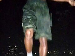 skinny gym girl poses for amateur photoshoot interview in park