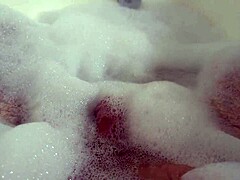 i finger my pussy to orgasm soaking in bubbly bathroom bath solo