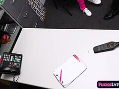 shy petite blonde octavia red deepthroats at work in retro office pornstar outfit