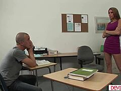 Perv Student Licks Big Tits Latina Teacher's Shaved Pussy Then Fucks Hard