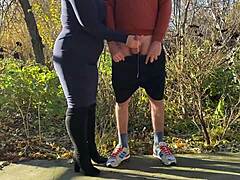 Obedient stepson spurts cum all over stepmom's pantyhose legs