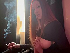 Italian Long Hair Big Tits MILF Artemisia Love Smokes and Fucks Dildo Deep