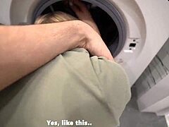 Step bro hammers step sis in washing machine creampie