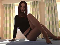 Law school cutie gets teasing massage turning into horny redhead roleplay kisses