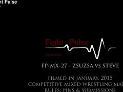 Real fighters grapple in intense mixed wrestling match