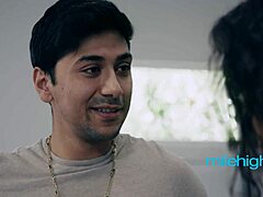 Married wife flirts hard with young trainer while husband sweats nearby