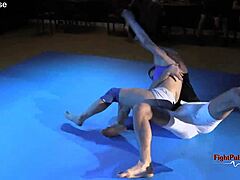 Real fighters grapple in intense mixed wrestling match