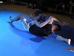Real fighters grapple in intense mixed wrestling match