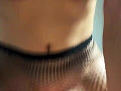 A Young Petite Redhead Slut in Boots and Pantyhose Rides Lucky Guy's Cock Hard