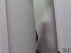 Backing my ebony teen ass right onto gloryhole cock