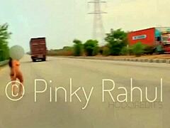 pinky strips naked for wild highway dare 😱🌃