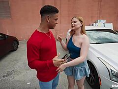 Wow parking lot pickup blonde deepthroat facial cumshot!
